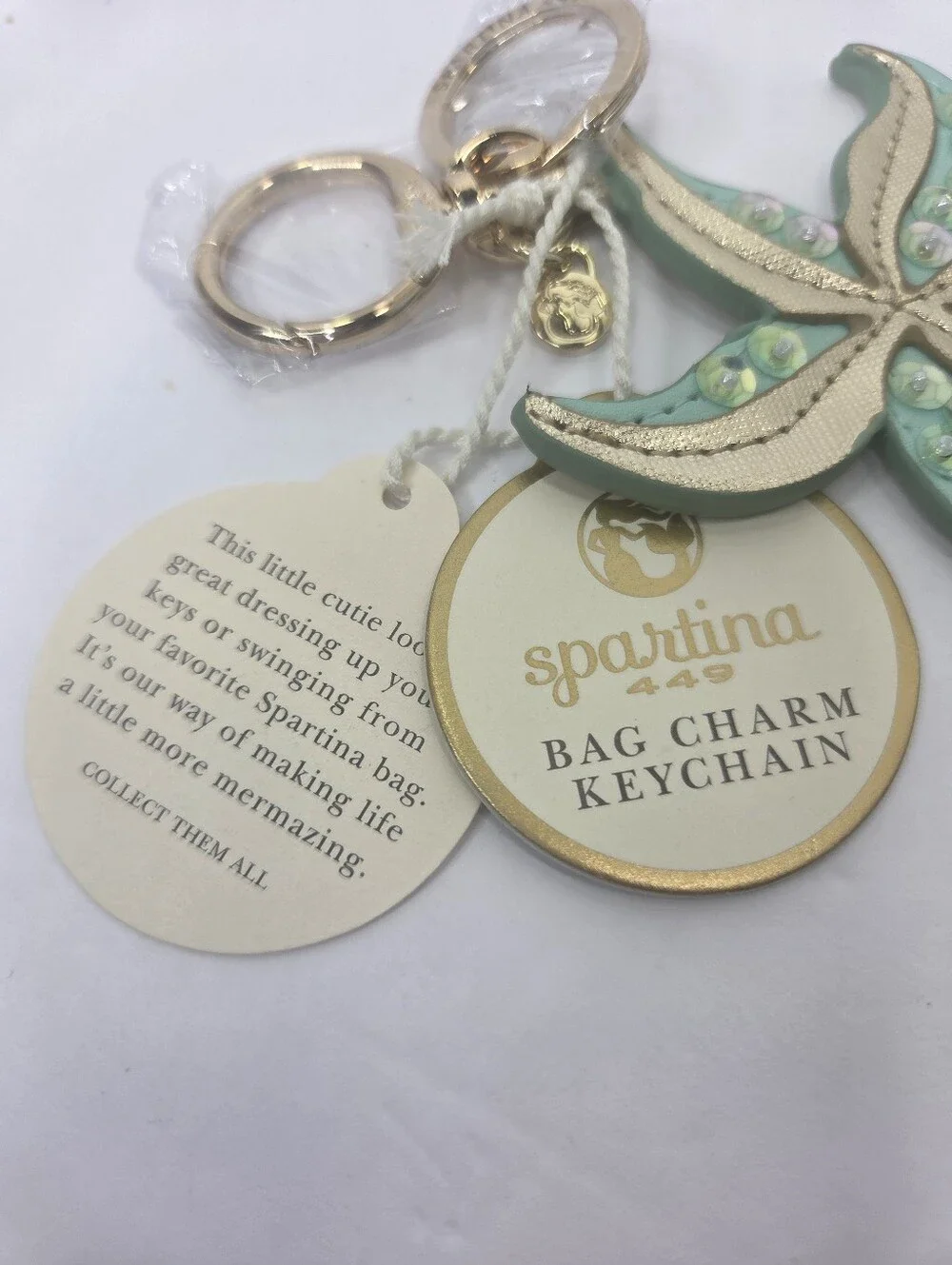 Spartina 449 Icon Keychain Sequin Starfish Sea Foam